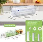 Plastic Wrap with Slide Cutter - Food Cling Wrap Reusable Cling Film Dispenser Fits 12" Rolls BPA-Free Cuts for Aluminum Foil, Tin Foil, Baking Paper