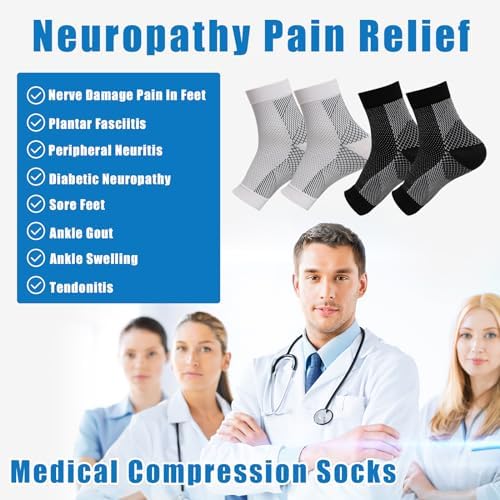 Neuropathy Socks, Ankle Compression Sleeve, Soothe Relief Compression Socks 20-30 mmHg, Ankle Brace Support Sleeve for Neuropathy, Plantar Fasciitis, Diabetic Foot Nerve Pain Relief
