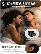 Sleep Earbuds, Hearprotek 2 Pairs Ultra Soft Lightweight Silicone Sleeping Earphone Headphones with Volume Control and mic for Side Sleeper, Snoring, Air Travel, Relaxation (Black)