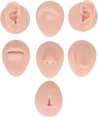 Soft Silicone Flexible Model Body Part Displays Set, Body Piercing Practice Model Simulation Ear Eye Nose Mouth Tongue and Belly Button Model for Novice Piercer (Light Skin Colour)