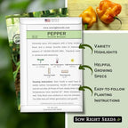 Sow Right Seeds - Scotch Bonnet Pepper Seeds for Planting - Hot Non-GMO Heirloom Pepper Variety - Ideal Chili Pepper Seeds for Spicy Harvest - High Scoville Rating - Ideal for Jamaican Cooking (1)