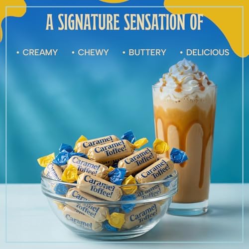 Goldbury Delights Butter Me Bonkers Caramel Toffee, 6.4 oz (Pack of 1) - Creamy, Buttery, & Delicious Individually Wrapped Chewy Caramel Toffee Candy, Ideal for Party Favors & Special Occasions