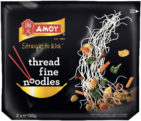 Amoy Straight to Wok Thread Fine Noodles (2 per pack - 300g) - Pack of 6