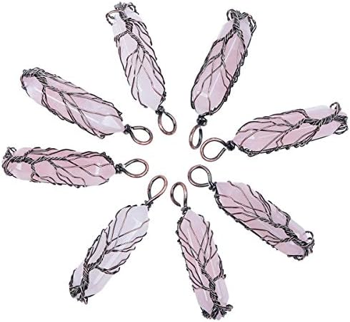 Nupuyai Crystal Pendant Necklace for Women Men, Wire Wrapped Double Point Stone Wands Jewelry for Unisex