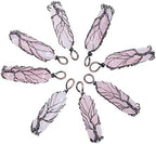 Nupuyai Crystal Pendant Necklace for Women Men, Wire Wrapped Double Point Stone Wands Jewelry for Unisex