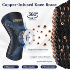 JIUFENTIAN Copper Knee Braces for Arthritis Pain (2 pack)- Professional Knee Suppot with Side Stabilizers - Breathable Compression Sleeves for Pain Relief & Stability (Arthritis, Gym, Work)-Large
