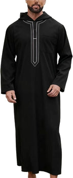 2026 Middle East Arab Robes for Men Muslim Thobes - Long Sleeve Loose Hood Long Gown Dress Muslim Kaftan Thobe