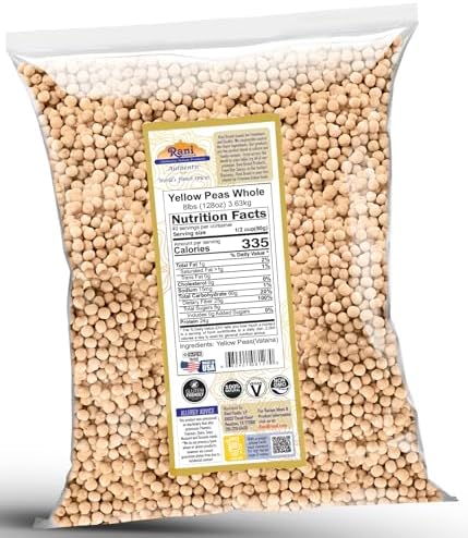 Rani Yellow Peas Whole, Dried (Vatana, Matar) 128oz (8lbs) 3.63kg Bulk ~ All Natural | Vegan | Gluten Friendly | Product of USA