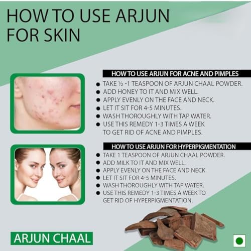 Natural Ayurvedic Organic Whole Arjun ki Chaal- Raw Terminalia Arjuna Bark Raw - 200g 7.05 Ounce. Dry Premium Arjuna 100% Natural, Sun Dried Botanical Terminalia Arjuna Chhal Bark