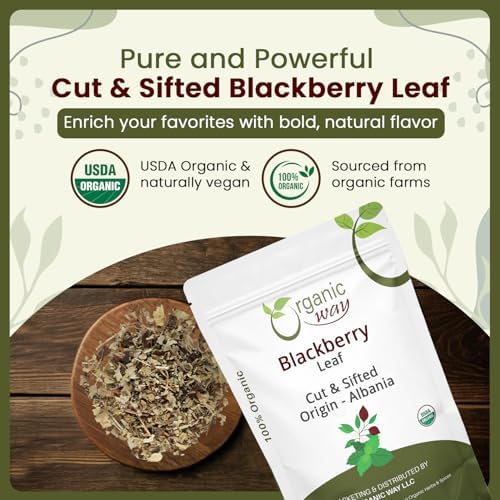 Organic Way Blackberry Leaf (Rubus fruticosus) Cut & Sifted - Herbal Tea | European Wild-Harvest | Organic & Kosher Certified | Non GMO & Gluten Free | USDA Certified | Origin - Albania (1/4 LBS)