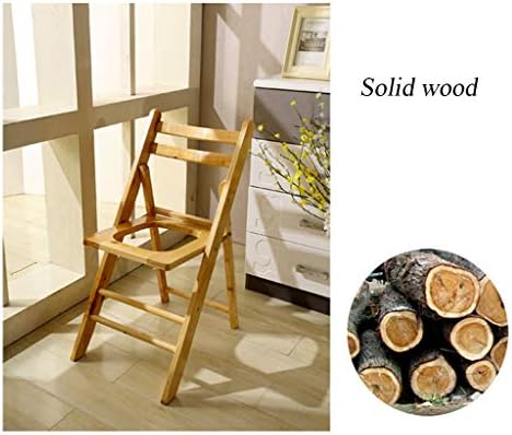 Mobile Commode Toilet Chair Folding Shower Bench Potty Chair for Pregnant Elderly Disabled with Solid Wood Frame Bathroom Support