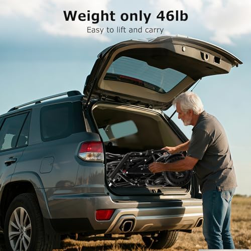 Adult Electric Wheelchair Lightweight Foldable Transport Chair Ultra Lightweight Folding (Only 48 lbs) 20+ Km Travel Distance (Black) for Limited Mobility