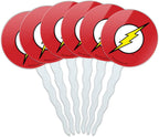 The Flash Lightning Bolt Logo Cupcake Picks Toppers Decoration Set of 6