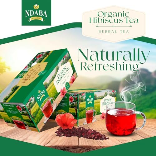 Organic Herbal Tea Bags, 35 count - Mix of Dried Hibiscus, Lemon, Ginger and Cloves herbal Tea Bags - Sugar Free - Caffeine Free - USDA Certified Organic Herbal Tea Mix