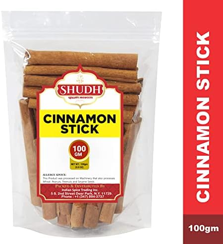 SHUDH Cinnamon Sticks 100GM (3.5 Oz) | Cassia Cinnamon | Canela | Perfect for Baking, Cooking & Beverages & Oatmeal| 2 3/4" Length | 100% Raw From Indonesia (100 GM)