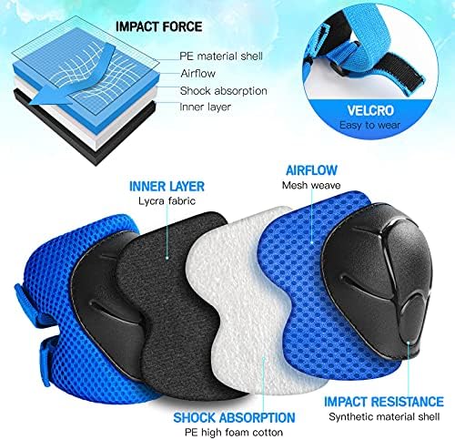 Wemfg Kids Protective Gear Set Knee Pads for Kids 3-14 Years Toddler Knee and Elbow Pads with Wrist Guards 3 in 1 for Skating Cycling Bike Rollerblading Scooter