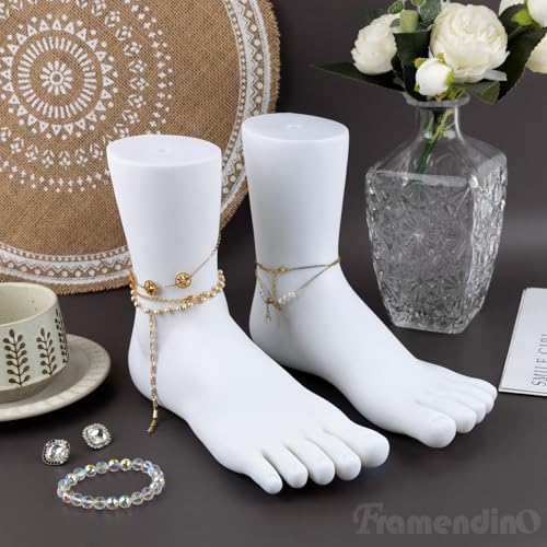 Framendino, 2 Pack White Mannequin Foot Display Holder Stand Model for Home Shop