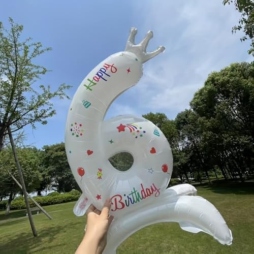 1Pc 32 Inch White Standing Crown Digital Aluminum Film Suitable For Birthday Parties, Birthday Gatherings, Anniversaries, Weddings, Graduation Anniversaries, Celebration Decorations