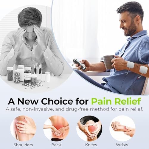 AUVON Rechargeable TENS Unit Muscle Stimulator, FSA HSA Eligible, Digital TENS Machine with 8 Customizable Modes, Electronic Massager for Sciatica, Shoulder & Back Pain Relief, 12 Pads, A Carry Case