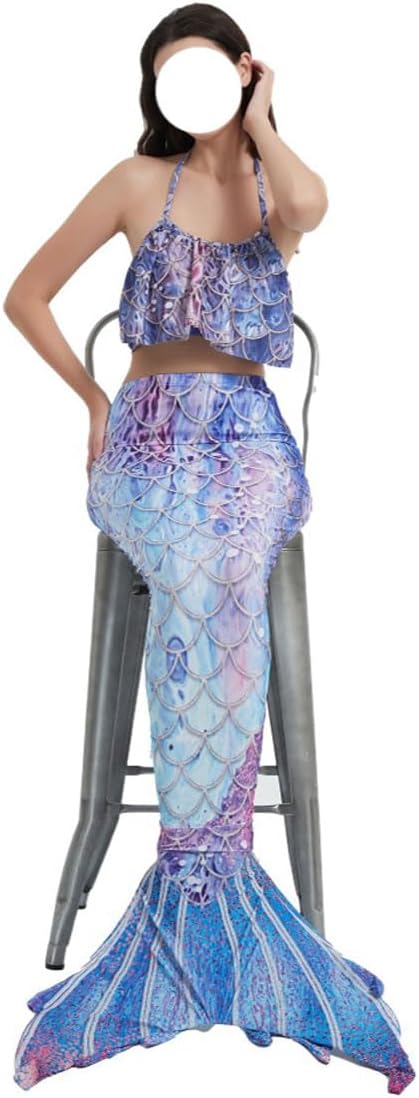 LVTFCO Adult Mermaid Adult Performance Wear, Fishtail Princess Dress 3-piece Set, Game Anime Cosplay Costume
