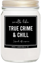 You Nique Designs True Crimes & Chill Scented Candle, 8 Oz, True Crime Gifts for Women, Serial Killer Gifts for Women, Crime Junkie Merch, All Natural Soy Vegan Candles (Lavender & Vanilla)