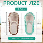 Jecery 2 Pairs Microfiber Cleaning Mop Slippers for Floor Cleaning House Mop Shoes Men and Women Washable Unisex Dusting Slippers Dirt Tool Supplies(Medium,Green, Coffee)