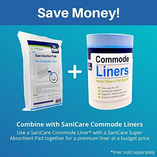Super Absorbent Pads for Commode Liners – Pack of 50 Medical Grade Pads – Use in Standard Bedside Commode and Bedpan Liners – Odor-Free – No Leaks – Never Clean a Commode Again – by Cleanis