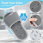 Enhon 2 Pack Shower Foot Scrubber, Silicone Foot Brush Cleaner with Non Slip Suction Cups, Clean, Exfoliate and Massage Feet No Bend in The Shower or Bath, Relax Your feet and Eliminate Fatigue