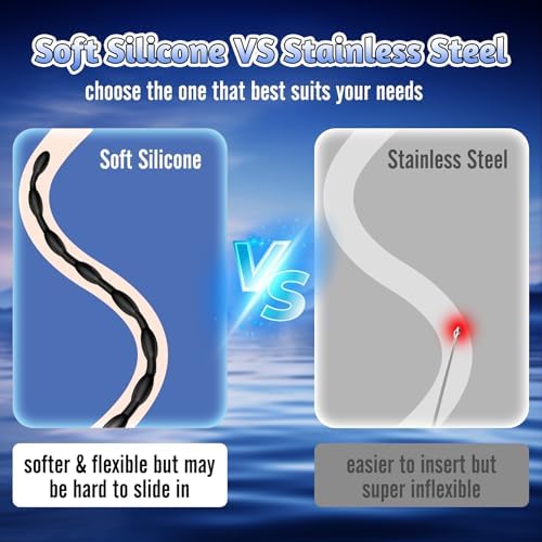Sounding Rods Urethra Vibrator Sex Toys for Men, Vibrating Urethral Sound Anal Beads Male Vibrator, Penis Plug Stretcher Testicle Prostate Toy, Flexible Silicone Cock Dilator for Beginner & BDSM Play