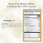 ANDY ANAND CHOCOLATIER Sugar Free Belgian White Chocolate Bars (60% Cacao) Must for White Chocolate lovers, Stevia sweetened, Gourmet Gift Box - Silky, Rich, and Top-Tier Indulgence (3 Bars & 10.5 Oz)