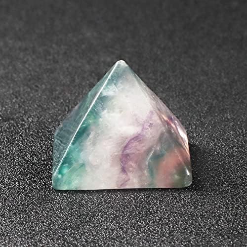 SMQ 1.6" Rainbow Fluorite Orgone Crystal Pyramid Chakra Stones,Hand Carved Gemstone Collectible Reiki Healing Pyramid Protection Crystals Figurine Decoration with Gift Box