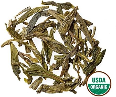 Golden Moon Tea Organic Dragon Well Longjing Green Tea - Loose Leaf, Non GMO - Travel Tin (24 Servings)