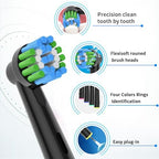 8pcs Replacement Heads Compatible with Oral B Electric Toothbrush, 4pcs Precision Clean and 4pcs Cross Clean Brush Heads, Black