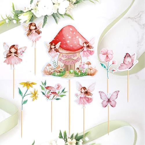 Fairy Cupcake Toppers,25 PCS Fairy Cake Topper,Fairy Birthday Party Decorations,Fairy First Birthday Decorations