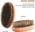 Boar Bristle Hair Beard Brush for Men - Small Soft Beard Brush, Pocket Travel Men's Wooden Mustache Brush