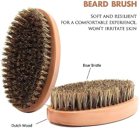 Boar Bristle Hair Beard Brush for Men - Small Soft Beard Brush, Pocket Travel Men's Wooden Mustache Brush