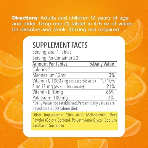 Vitamin c Effervescent Tablets Vitamin C with Zinc 1000mg Vitamin Dissolving Tablets Vitamin C Table Vitamina C Efervescente para Adulto Zinc 6 Pack