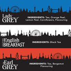 Twinings London Skyline Red, White, & Blue Commemorative Collection of Loose Leaf Teas, Limited Edition Gift Set, 100g Tins (Pack of 3), Original English Breakfast, The Earl Grey, & Lady Grey Tins
