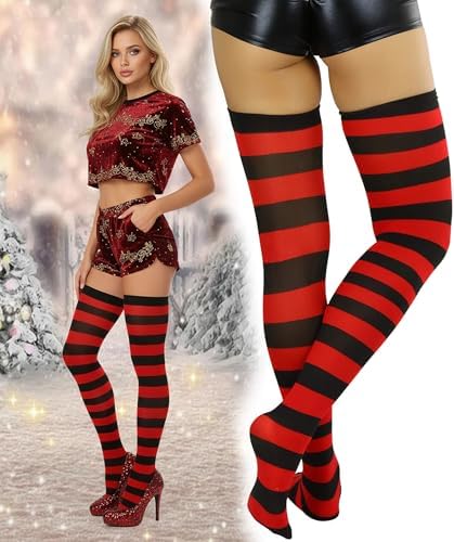 ToBeInStyle Women’s Vibrant Horizontal Wide Striped Thigh High Stockings