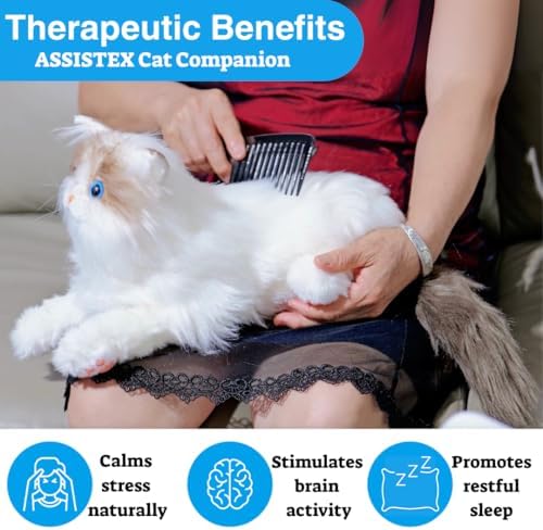 Assistex Therapy Cat Plush for Seniors with Dementia – Realistic Stuffed Animal Companion for Alzheimer’s, Memory Loss, Elderly Comfort – Soft, Calming, Lifelike Cat Toy