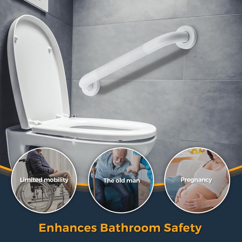 Grab Bars for Shower, 2 Pack 12-Inch Anti Slip Shower Handles for Elderly, Safety Shower Grab Bar, Stainless Steel Handicap Grab Bars for Bathroom (White 1" Diameter)