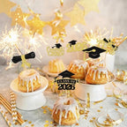 2026 Graduation Mini Cake Toppers, Glitter Grad Cap Top Hat Decorations, 12-Pcs Cupcake Picks, Paper Cup Dessert Decor, Graduation Party Supplies for High School College Doctoral Grad Celebration