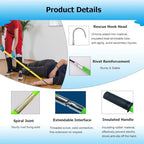 10-220 KV Fiberglass Electrical Rescue Hook, 3.3-9.8' Factory Hotstick Rescue Hook with Non-Slip Handle, 18" Opening 220 Lbs(Yellow,1.0m/3.3ft)