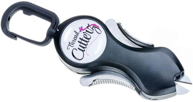 Thread Cutterz Short Nose Stainless Steel Snippers with Serrated Blade, Retractable Cord and Clip