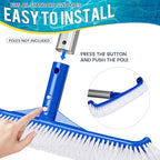 Pool Brush Head - 18" Pool Brush for Cleaning Pool Walls, Premium Swimming Pool Brush with Strong Bristle & EZ Clip, Curved Ends High-Efficiency Pool Accessories for Inground Pools, Tiles, Floors