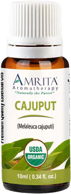 Organic Cajuput Essential Oil - Melaleuca cajuputi - 100% Pure Undiluted & Therapeutic Grade, Premium Quality Aromatherapy Oils, Tested & Verified - 10ML : AMRITA Aromatherapy