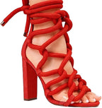 Liliana Women Chunky heel rope lace up high heel sandals