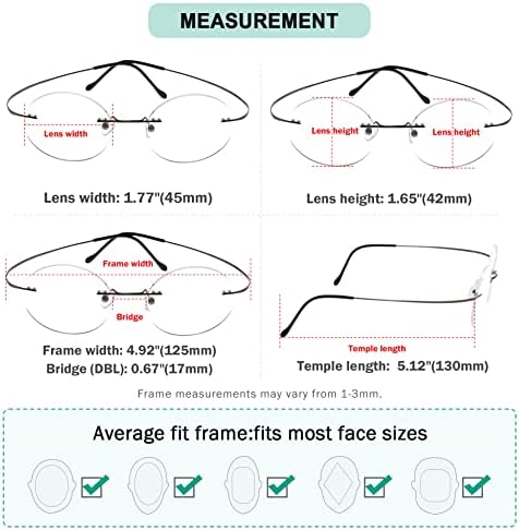 Eyekepper Titanium Rimless Round Reading Glasses Circle Readers For Men