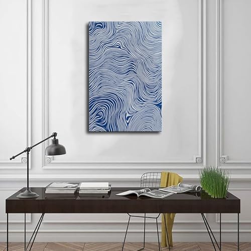 abstract line art,blue white wall decor,minimalist wave poster,modern fluid print,contemporary office art,organic pattern,zen room decor,aesthetic apartment art,neutral wall hanging,coastal vibe