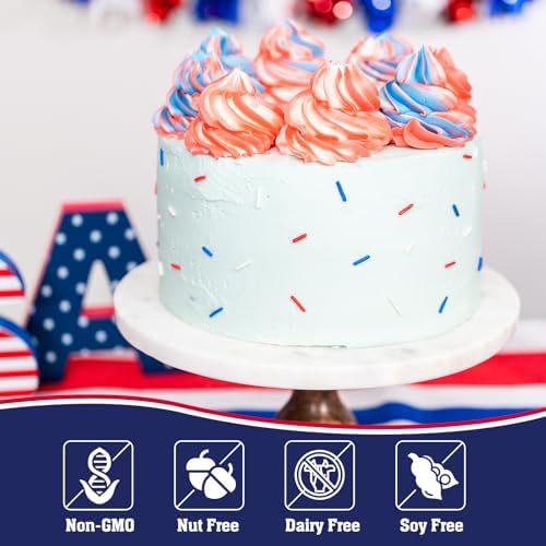 Twisweet Edible Patriotic Sprinkles for Cake Decorating, 4th of July Red White Blue Sprinkles Mix Baking Candy, Cupcake Topper Cookies Ice Cream Cake Decorations, Independence Day Birthday Festival Supplies (130g/4.58oz)